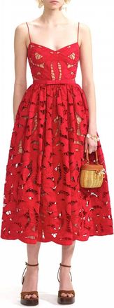 Self Portrait Bow Embroidered Midi Dress