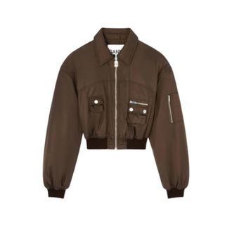Ganni Bomber Jackets, female, Brown, Size: S Accessories