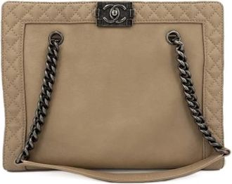 Chanel Pre-owned Leren Tote - Dames - Vintage Schoudertas - Beige - ONE Size - Leer - Vintage