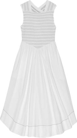 Ganni Abito midi con scollo quadrato - Bianco