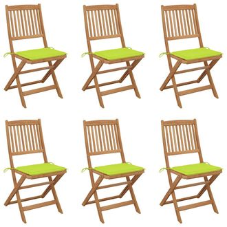 vidaXL Vidaxl - Sedie Da Giardino Pieghevoli 6 Pz Con Cuscini Massello Acacia
