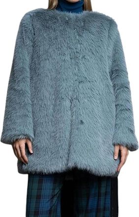 Kaos Jas met imitatiebont voering - Dames - Jassen - Blauw - S - Jassen