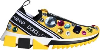 Dolce & Gabbana Kristalversierde Slip-On Sneakers - Dames - Sneakers - Veelkleurig - 35 EU - Katoen - Schoenen