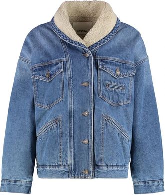 Isabel Marant Spijkerjasje met imitatiebontvoering - Dames - Spijkerjassen - Blauw - XS - Katoen - Jassen