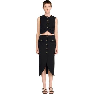Sandro Buttoned midi skirt in Black at Nordstrom, Size 40 Eu