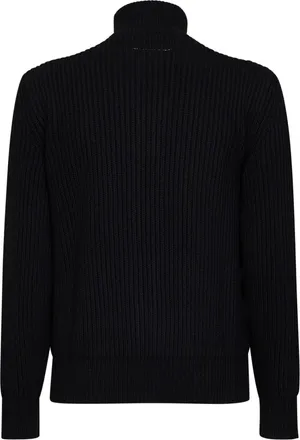 Maison Margiela Mens Knit Zip-Up Cardigan Black Wool Blend Sweater