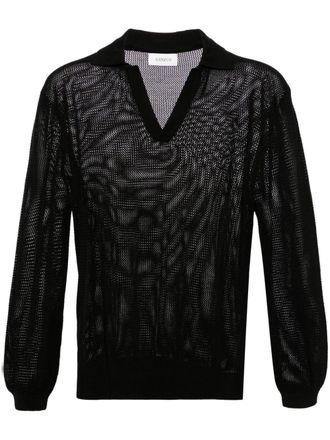 Laneus open-knit polo top - Black