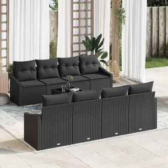 vidaXL Conjunto De Sof&aacute; De Jard&iacute;n Manual 9 Pcs Negro 55 X 55 X 37 Cm Vidaxl