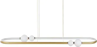 Beliani L&aacute;mpara De Techo Led De Metal Dorado Blanco 160 Cm Forma Ovalada Glamour Feale