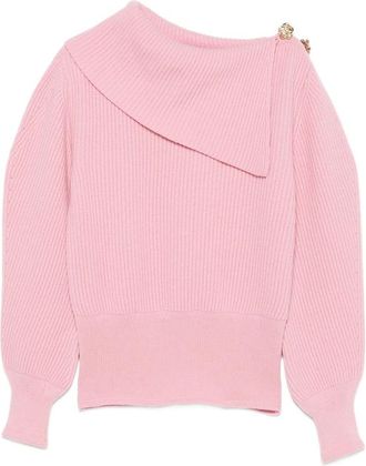 Blumarine Off-shoulder Rose-embellished Sweater