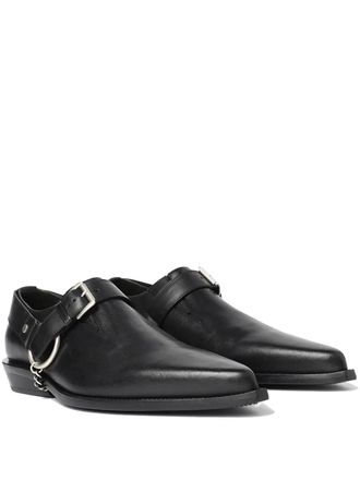 Ann Demeulemeester Pointy buckle-detail leather monk shoes - men - Calf Leather/Calf Leather/Calf Leather - 39 - Black