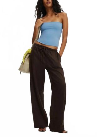 Cotton On Pull-On Wide Leg Linen Pants In Brownie