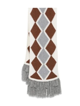 Ermanno Scervino diamond-pattern fringed scarf - Neutrals