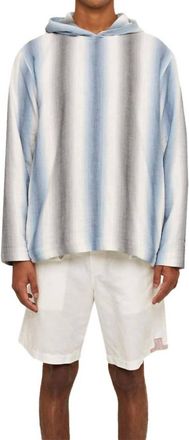 Orlebar Brown Benham Oasis Stripe Cotton Hoodie In Matchstick Blue Depths