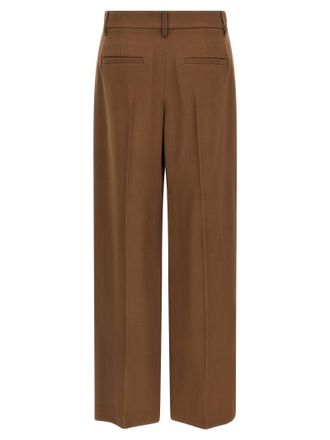 Brunello Cucinelli Womens Brown Virgin Wool Casual Pants