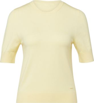 s.Oliver Strickpullover S.OLIVER, Damen, Gr. 34, butter gelb, Feinstrick, Obermaterial: 72% Viskose, 28% Polyester, unifarben, normal h&uuml;ftbedeckend, Rundhals, 