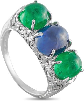 Luxury Bazaar Platinum 1.90ct Sapphire and Emerald Ring MF13-050626
