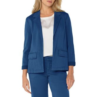 Liverpool L.A. Fitted Open Front Twill Blazer in Goddess Blue at Nordstrom Rack, Size X-Small
