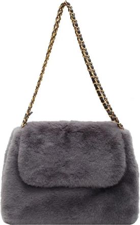 Generic Womens Plush Bags Furry Chain Shoulder Bag Large Capacity Winter Elegance Tote Handbag Soft Polyester(Grey)