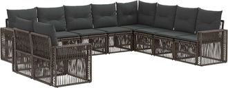 vidaXL Conjunto De Sof&aacute;s De Jard&iacute;n 10 Uds. Gris Y Gris Oscuro Vidaxl