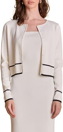 endless rose Conrast Stripe Cardigan in White/Black at Nordstrom, Size X-Small