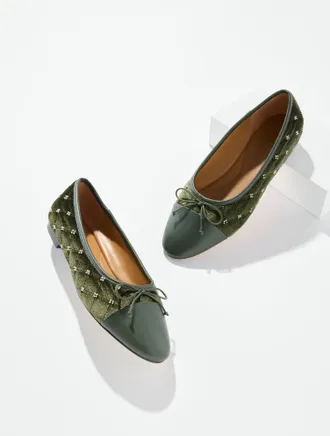 Talbots Ansly Quilted Velvet Ballet Flats - Nori - 10 1/2 M Talbots