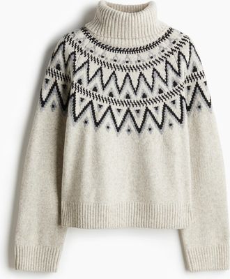 H&M Rollkragenpullover mit Jacquardmuster - Beige