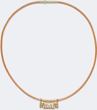 Marie Lichtenberg Collar Love Smash Locket de oro de 18 ct y piel con medall&oacute;n