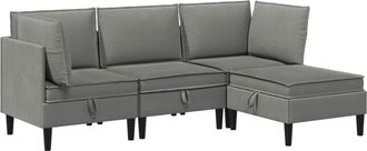vidaXL Juego De Muebles De Sal&oacute;n 4 Uds. Gris Oscuro Tela Vidaxl