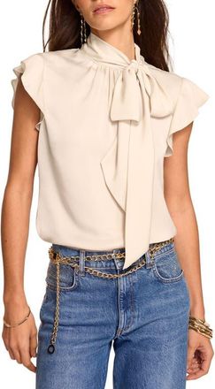 Ramy Brook Balinda Satin Tie Neck Top in Bone at Nordstrom, Size Xx-Large