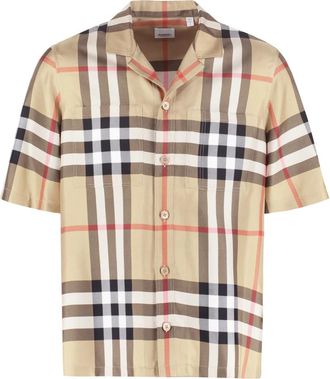 Burberry Blouses & Shirts - Heren - Korte mouwen Overhemden - Beige - S - Overhemden