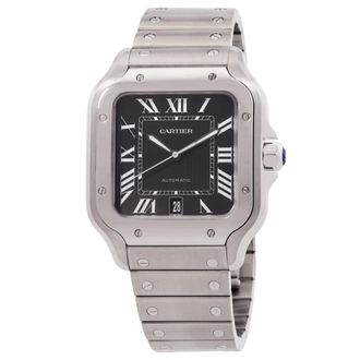 Cartier Pre-owned Pre-owned Cartier Santos Large Model Automatic Black Dial Mens Watch WSSA0096