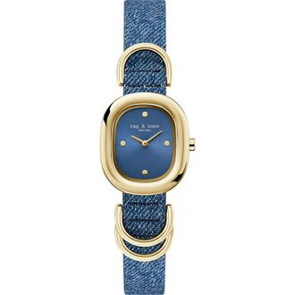 Rag & Bone Rory Denim Strap Watch, 25mm in Blue at Nordstrom