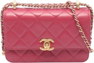 Chanel Pre-owned Matelasse Schoudertas - Dames - Vintage Schoudertas - Roze - ONE Size - Leer - Vintage