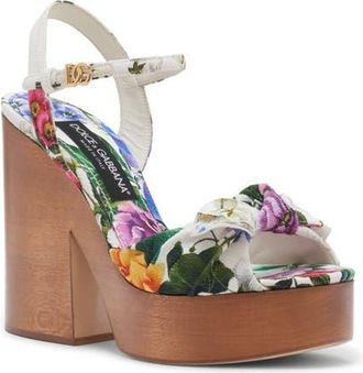 Dolce & Gabbana Gardenia Print Platform Sandal in Mix Fiori Cretonne at Nordstrom, Size 11.5Us