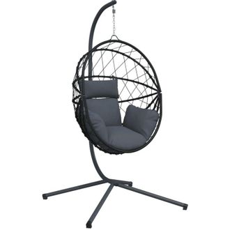 vidaXL Silla Colgante Huevo Con Soporte Rat&aacute;n Y Acero Antracita Vidaxl