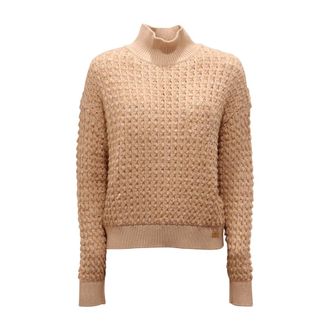 Elisabetta Franchi Turtlenecks, female, Beige, Size: M Mk-20Q-56E2 Turtleneck Sweater