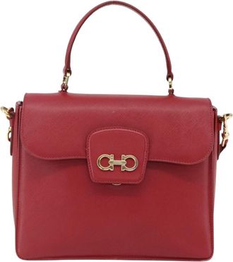 Ferragamo Gancini Handbag Leather Red Leather Handbag (Pre-Owned)
