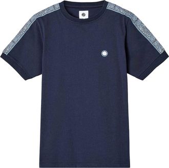 Pretty Green Heren-T-shirt met paisleyprint en bies (Marine)