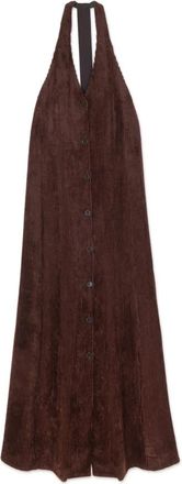 Alysi Velvet Rib Halter Jurk - Dames - Maxi kleedjes - Bruin - M - Kleedjes