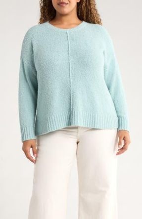 Eileen Fisher Crewneck Organic Cotton & Wool Blend Tunic Sweater in Arctic Blue at Nordstrom Rack, Size 2X
