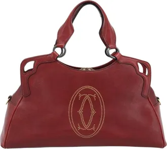 Cartier Marcello Leather Red Leather Handbag (Pre-Owned)