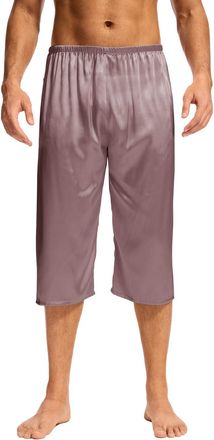 Generic Men Satin Silk Capri Pajama Pant Long Pj Bottoms Silky Loungewear Lounge Sleep Pants with a Pocket Sleepwear Nightwear (Coffee,X-Large)