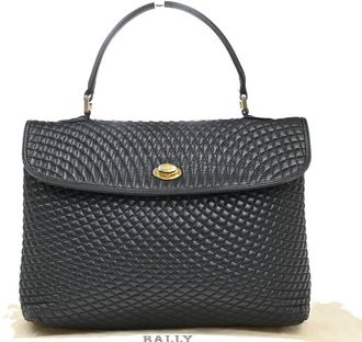 Bally Vintage Handbag Quilted Leather Leather Handbag (Pre-Owned)