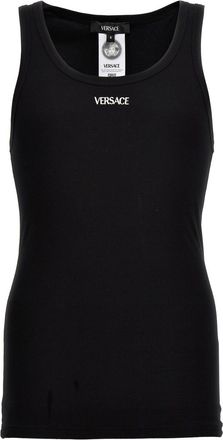 Versace Black Logo Embroidery Tank Top