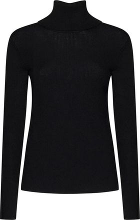 P.A.R.O.S.H. Zwarte Geribbelde Coltrui Sweater - Dames - Coltruien - Zwart - XS - Wol - Truien & Vesten