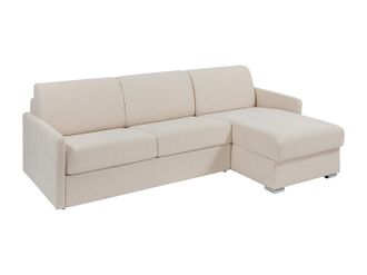 Vente-Unique Vente-unique - Divano Letto Angolare A Ribalta Posto Letto 160 Cm Materasso 18 Cm In Tessuto Beige - Calife