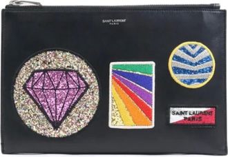 Saint Laurent Pre-owned Clutches, female, Black, Size: ONE SIZE Pre-owned Leather clutches