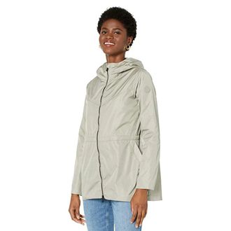 Save The Duck Save the Duck Juno Rain Jacket Womens Gray Hooded Full Zip Outdoor KFC70