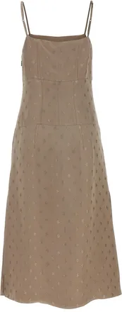 Fendi Womens Gray Silk Midi Dress